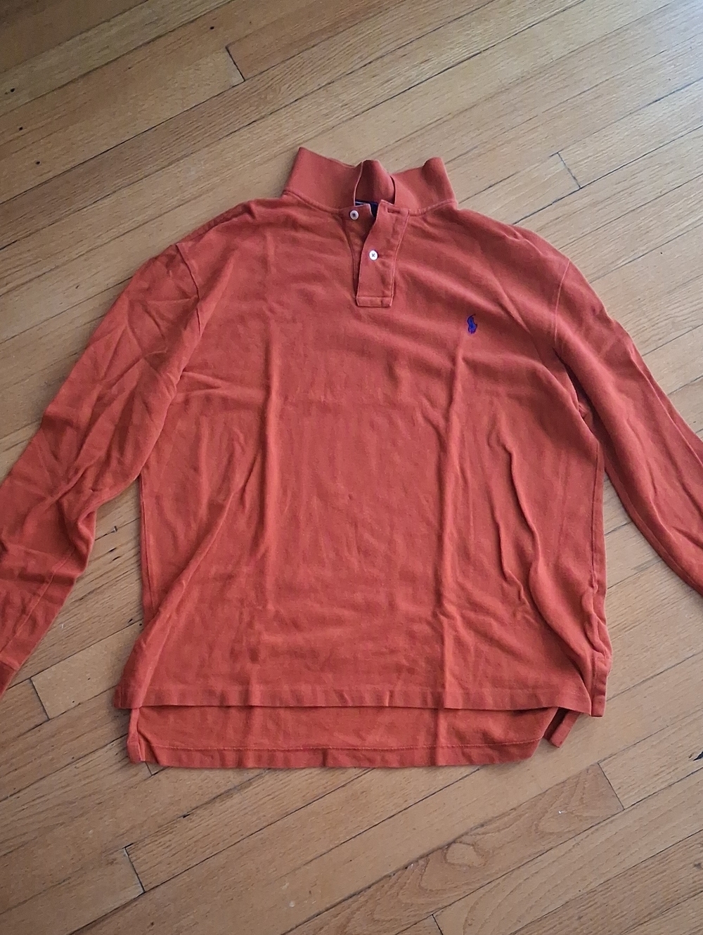 Men's Long-Sleeve Polo Shirt in Burnt Orange